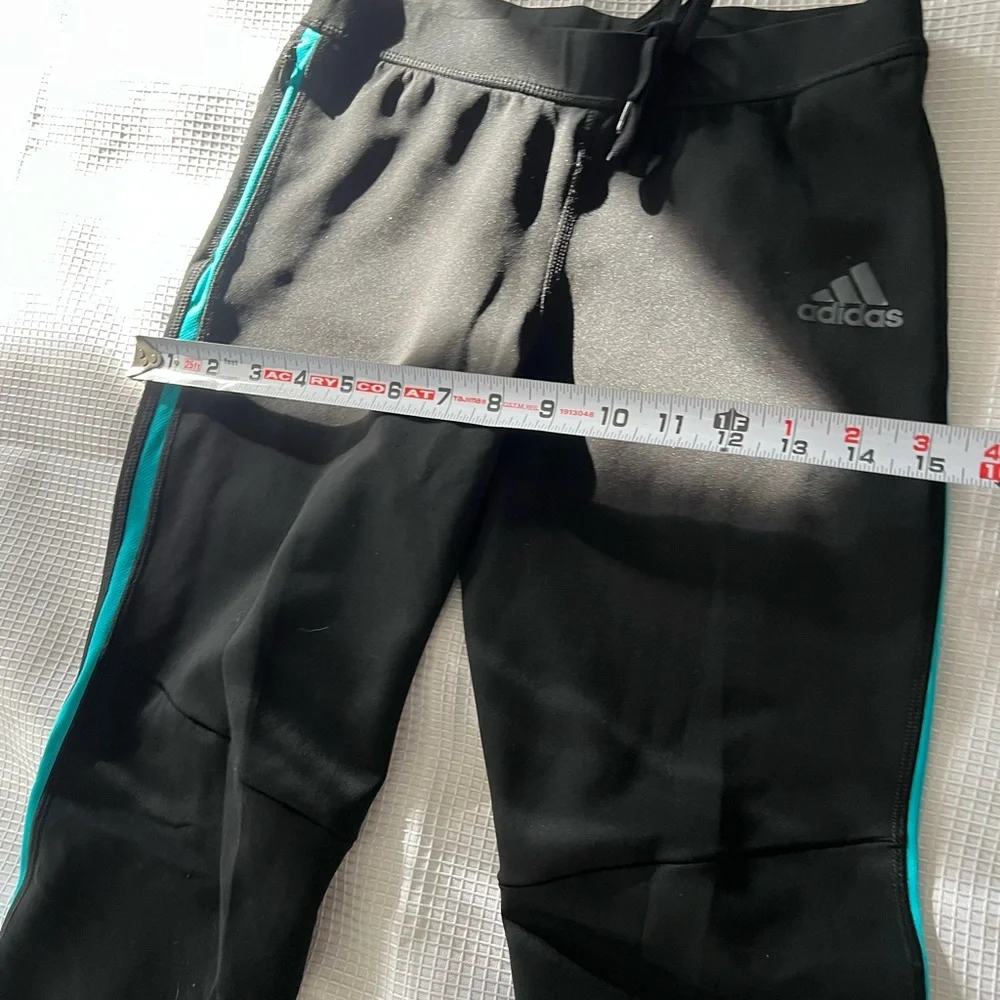 Adidas Kids Black Joggers with Blue Trim